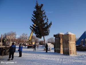 В Увельском устанавливали новогоднюю елку
